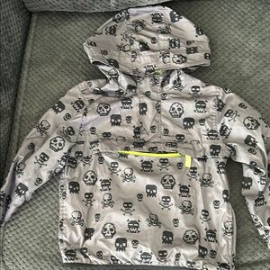 Gray Skull Print Kids Hoodie